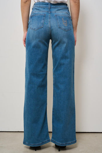 Jeans donna a palazzo in denim medio - 4