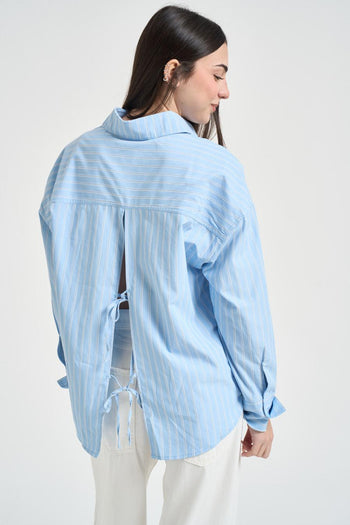 Camicia donna a righe celeste - 4