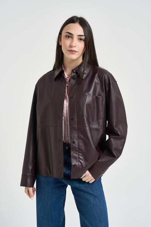 Giubbotto donna in pelle vino