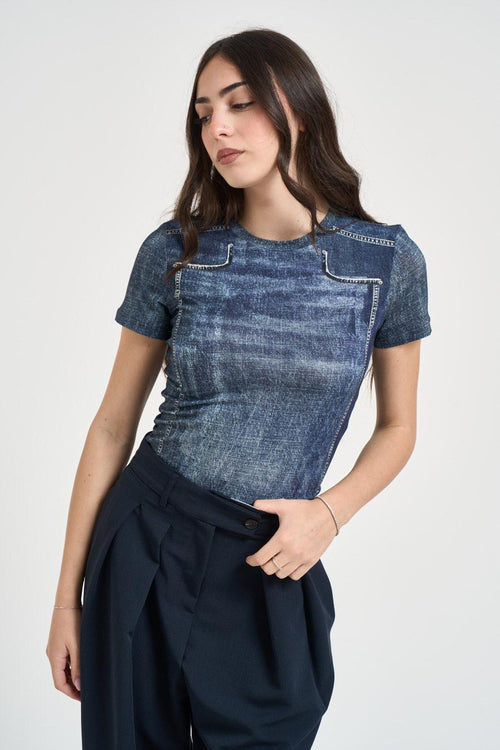 T-shirt donna effetto denim - 2