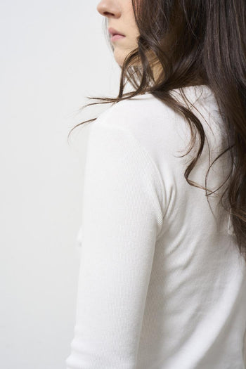 Women's white boat neck sweater - 5