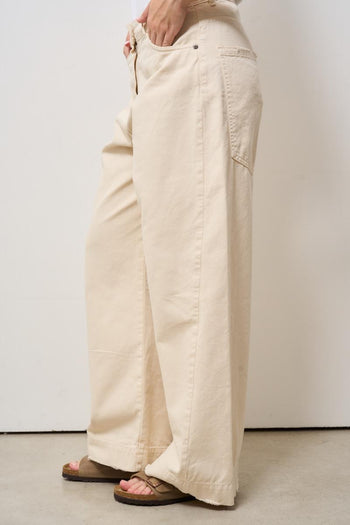 Jeans donna a palazzo beige - 3