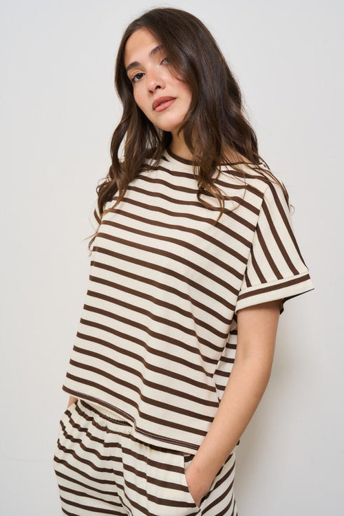 Completo donna a righe marrone - 2