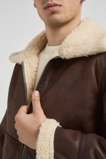 Giubbotto uomo in ecopelle marrone - 3