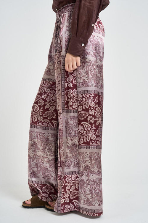 Pantalone donna fantasia bandana bordeaux - 2