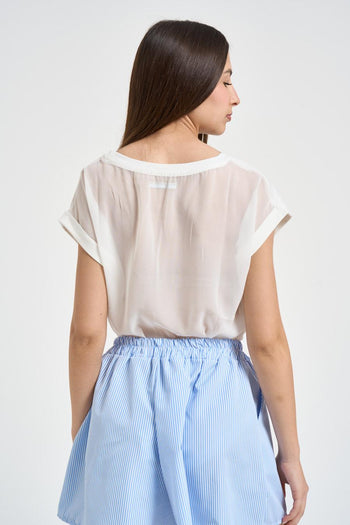 T-shirt donna con retro semitrasparente bianca - 3