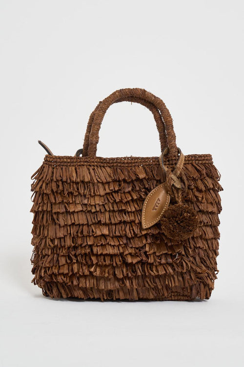 Borsa donna a mano in rafia marrone