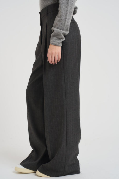 Pantalone donna a palazzo grigio antracite - 2