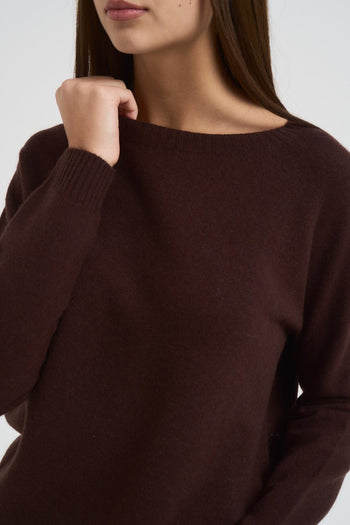 Maglia donna scollo a barchetta caffè - 4