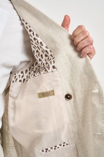 Giacca uomo doppiopetto in lino beige - 6