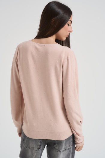 Maglia donna scollo a V rosa cipria - 3