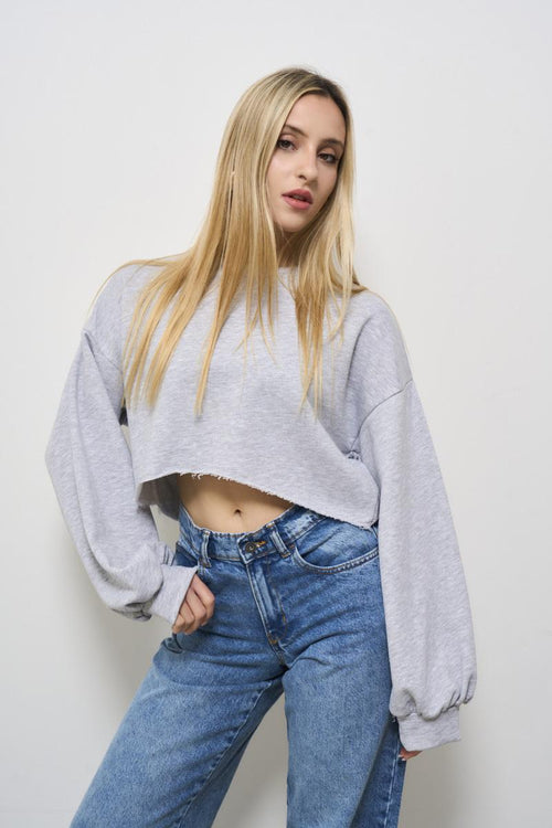 Cropped grey women's sweatshirt