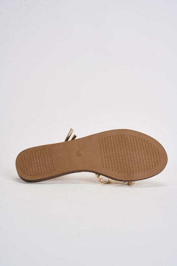 Sandalo donna flat intrecciato oro - 8