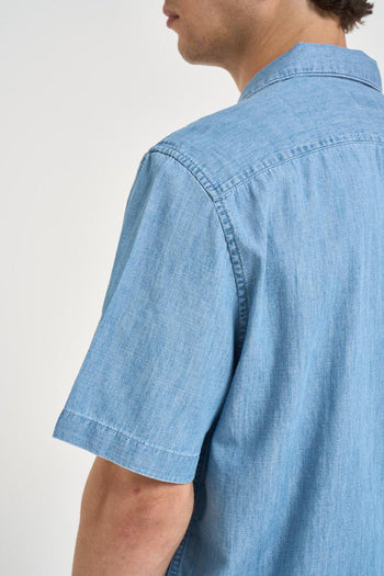 Camicia uomo manica corta azzurra - 4
