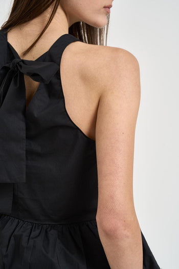 Top donna in cotone con fiocco nero - 4