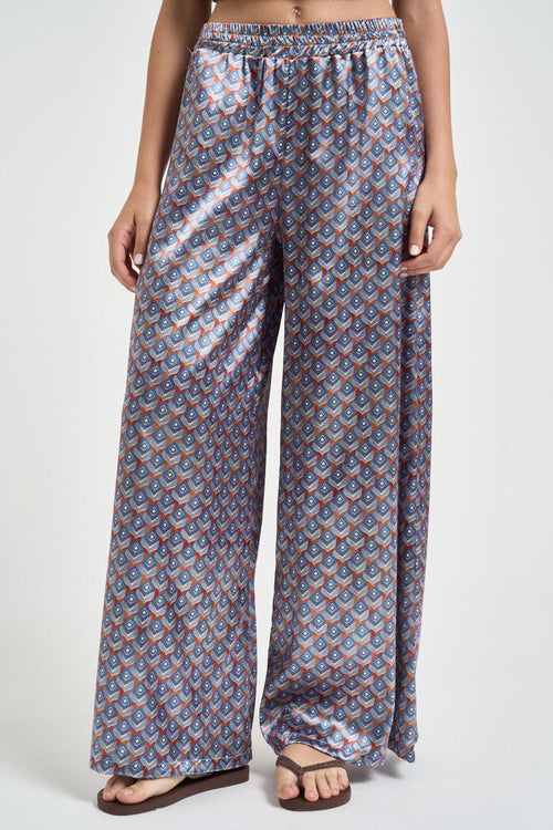 Pantalone donna fantasia bandana celeste - 1