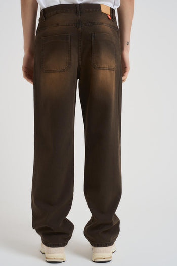 Jeans uomo in denim slavato marrone - 4