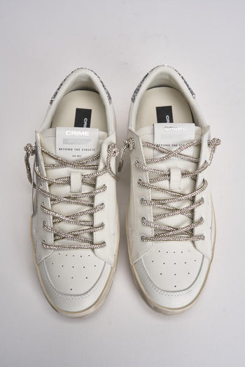 Sneakers donna bianche e glitter argento - 5