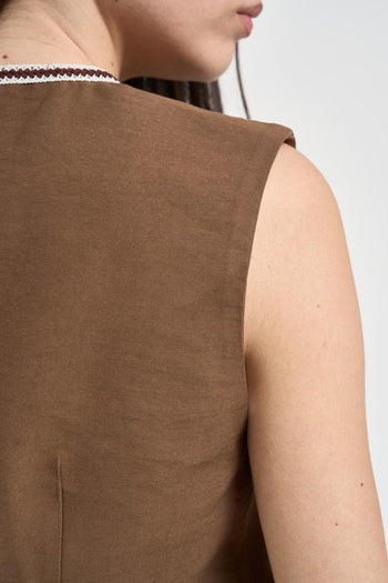 Gilet donna cropped cammello - 4