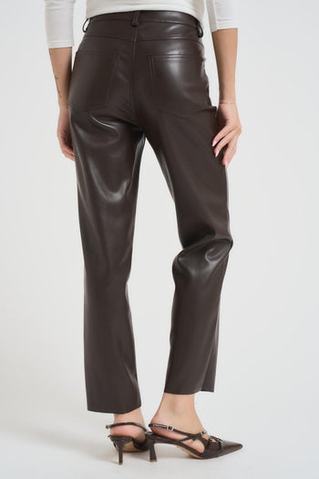 Pantalone donna in ecopelle marrone - 5