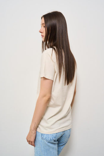 T-shirt donna girocollo latte - 3