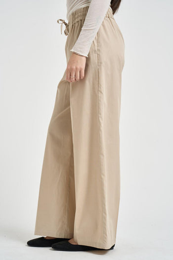 Pantalone donna a palazzo beige - 3