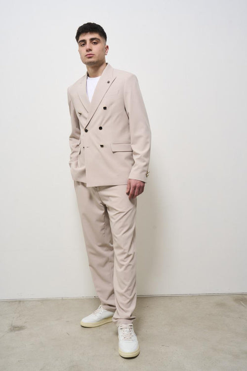 Cream double-breasted men's jacket