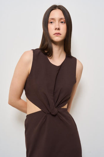 Abito donna con nodo marrone - 3