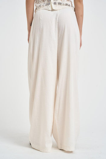 Pantalone donna con pinces panna - 4