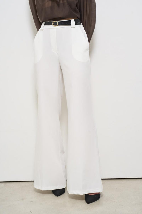 White women's trousers with belt - 2