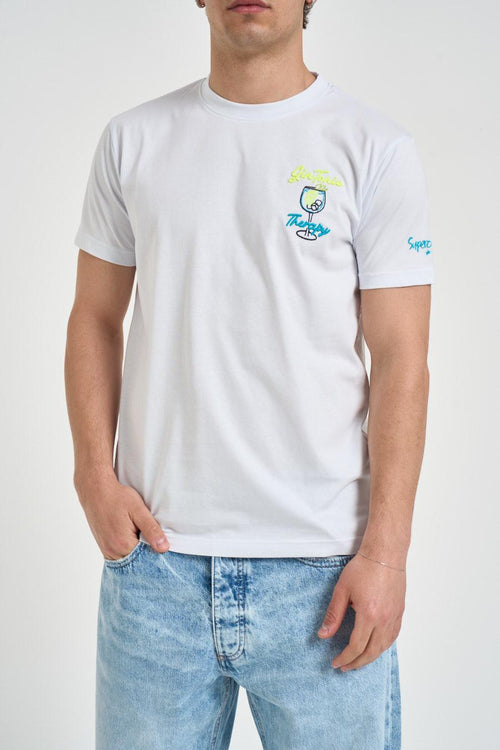 T-shirt uomo con ricamo bianca