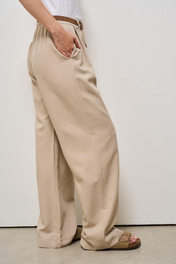 Pantalone donna a palazzo beige - 5