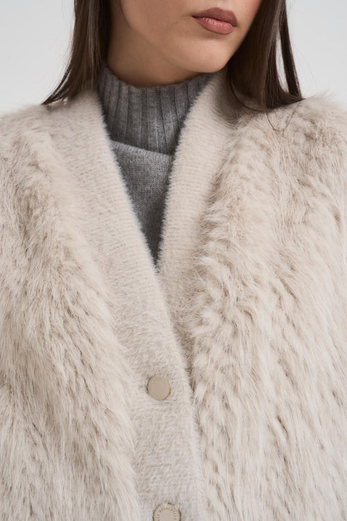 Giubbotto in ecopelliccia donna beige - 2