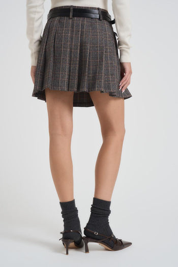 Minigonna donna tartan plissè grigia - 5