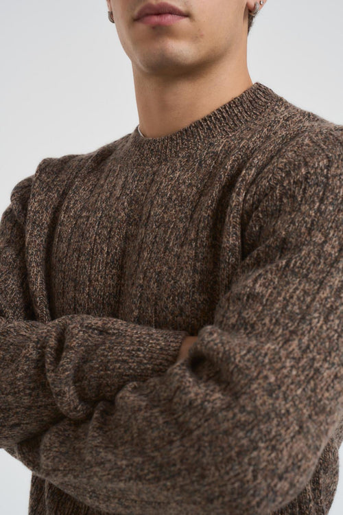 Maglione a coste melangé uomo