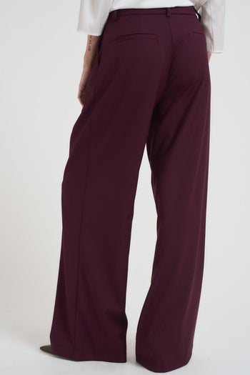 Pantalone ampio donna con pence bordeaux - 4