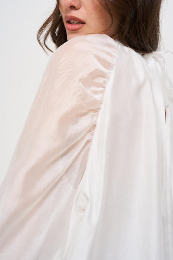 Camicia donna bianca con fiocco - 4