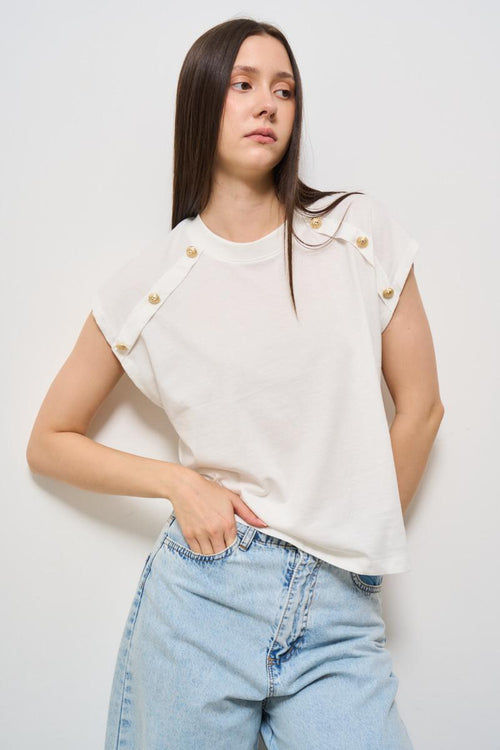 T-shirt donna girocollo bianca - 2