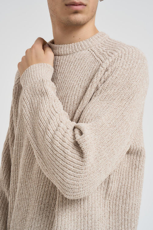Maglia uomo girocollo a costine beige - 2
