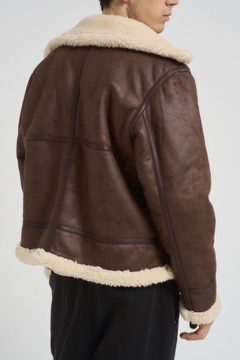 Giubbotto uomo in ecopelle marrone - 5