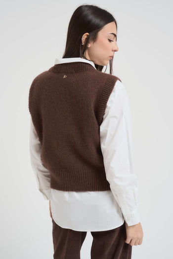 Gilet donna in maglia marrone - 3
