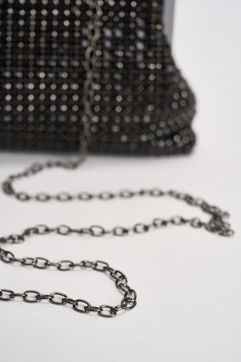 Borsa donna clutch con strass nera - 7