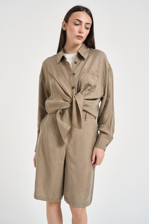 Camicia donna fluida verde militare