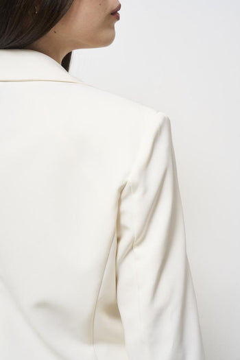 Cream women's jacket with brooch - 5