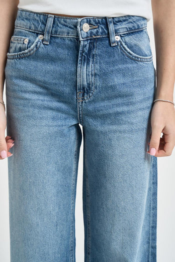 Jeans donna wide leg in denim medio - 5