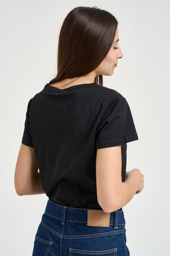 T-shirt donna con logo nera - 3