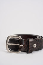 Cintura uomo in pelle pitonata marrone MRF255C027 MORO MINORONZONI 
