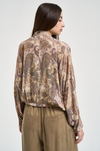Blusa donna paisley floreale con fiocco - 3