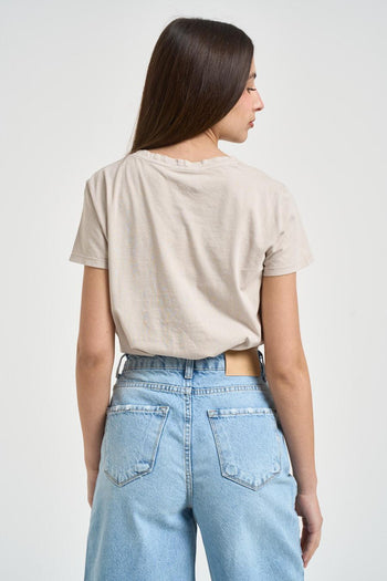 T-shirt donna girocollo sabbia - 3