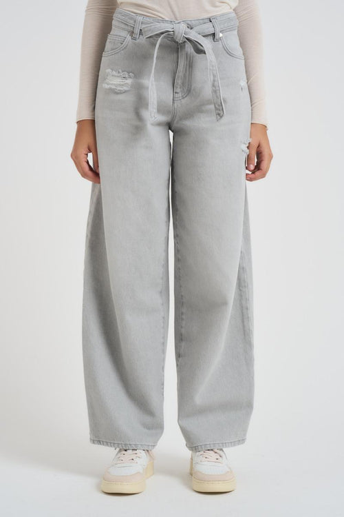 Jeans donna in denim grigio